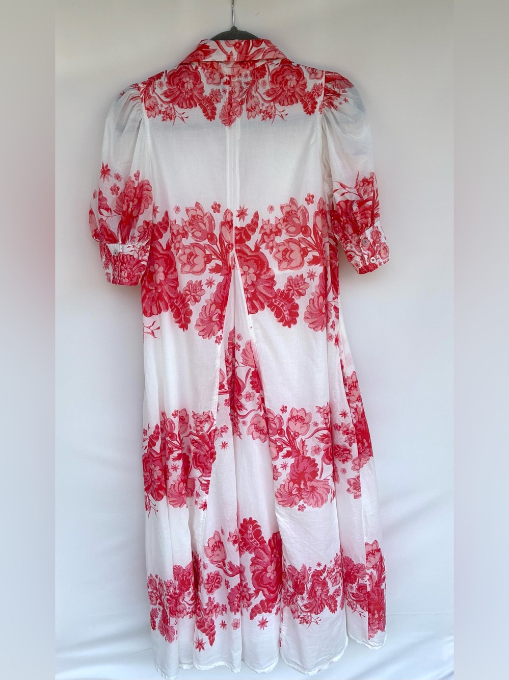 Dizzy Lizzy Montauk Dress White Pink Floral Cotton Puff Sleeve Midi Size S - Picture 4 of 8